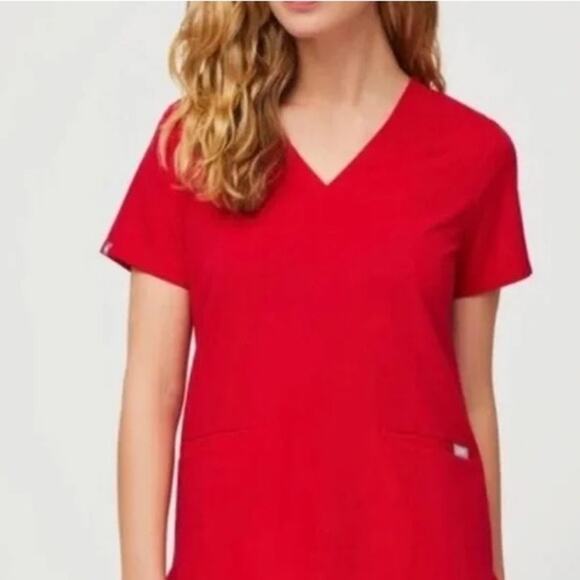 Figs | Size XS Casma Red Scrub Top Nursing Medical Doctor Healthcare Uniform - Picture 1 of 16